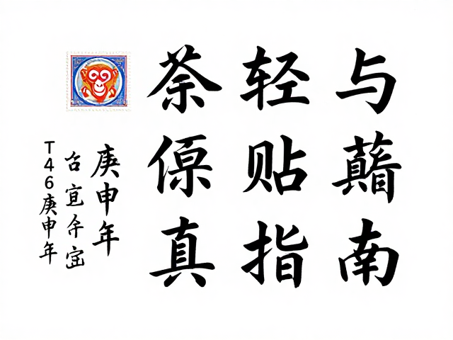 T46庚申年金猴邮票,书法题字鉴赏与轻贴原胶保真指南