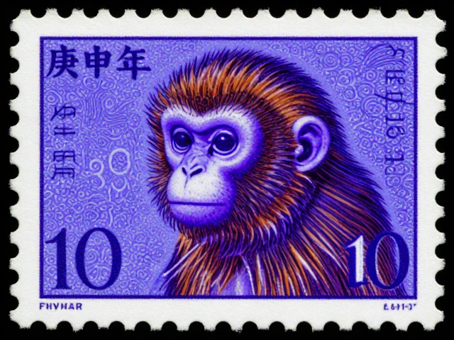 庚申年金猴邮票真伪，紫外光检测边饰花纹细节揭秘
