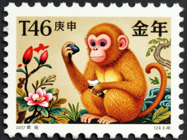 T46庚申年金猴邮票，影写版工艺与民俗风情展现