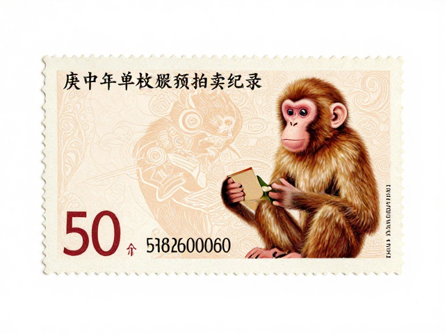 庚申年单枚猴票拍卖纪录,无黄斑珍品成交分析