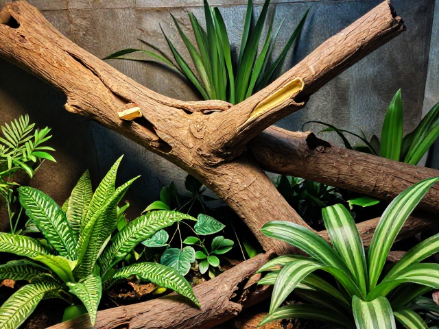 ReptiZoo瑞皮天然软木搭配人工植被，构建专业爬虫伪装环境