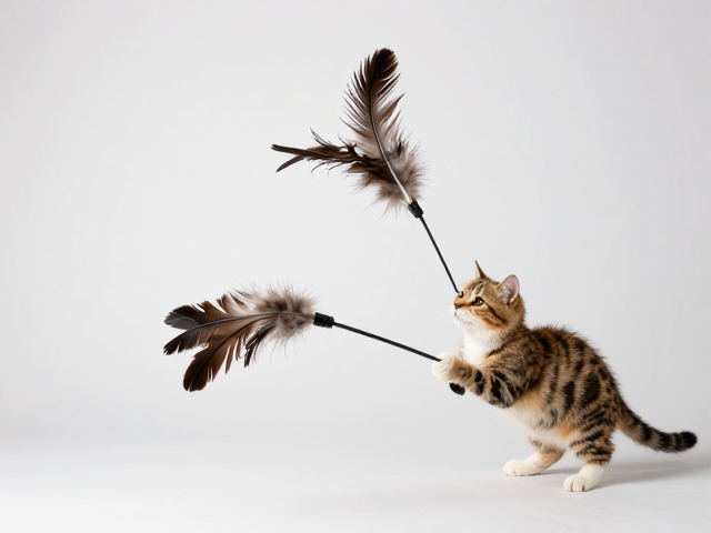 仿真猎物动态羽毛逗猫棒,避光防潮存储更持久