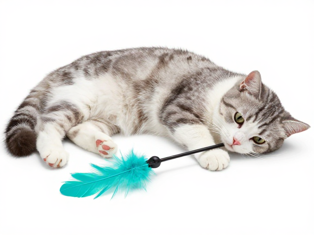 硅胶羽毛逗猫棒,慵懒猫咪也能互动的静音玩具,久玩不坏