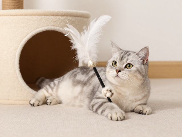 慵懒猫咪最爱!互动式羽毛逗猫棒搭配隧道洞穴,玩出高颜值