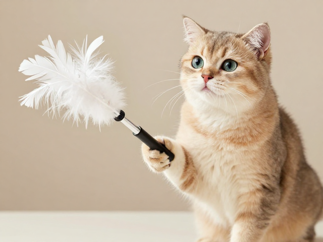 成猫运动必备,羽毛逗猫棒清洗消毒指南,守护爱猫健康