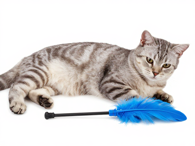 硅胶羽毛逗猫棒,慵懒猫咪也能互动的静音玩具,久玩不坏
