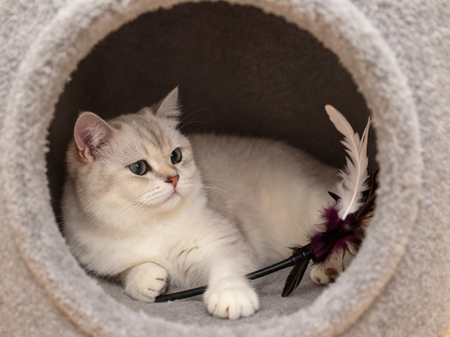 慵懒猫咪最爱!互动式羽毛逗猫棒搭配隧道洞穴,玩出高颜值