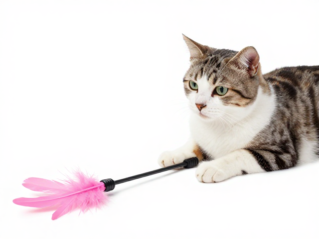 硅胶羽毛逗猫棒,慵懒猫咪也能互动的静音玩具,久玩不坏