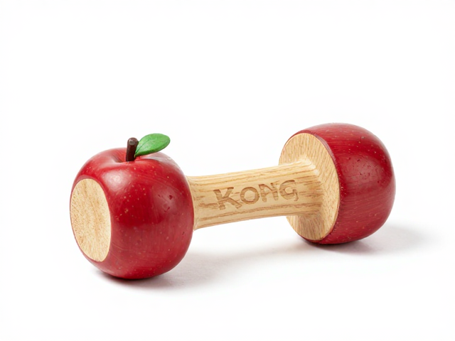 Kong宠物玩具搭配苹果木磨牙块,易清洗消毒更安全