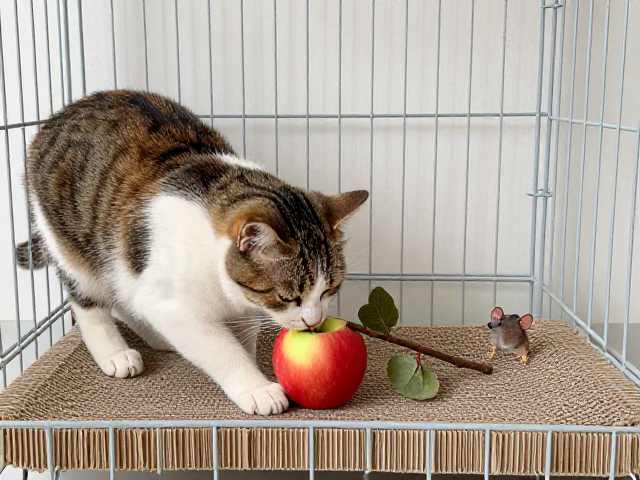 猫鼠同笼?剑麻猫抓板,苹果枝磨牙棒,满足猫咪捕猎与磨牙本能