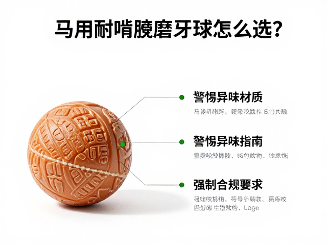 马用耐啃橡胶磨牙球怎么选?警惕异味材质,重型咬胶棒安全指南