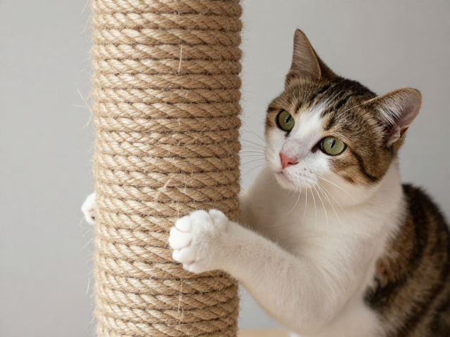 猫抓柱缠绕加厚精梳纯棉绳?定期检查磨损断股防安全隐患