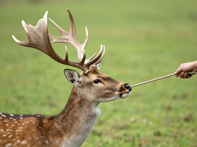 天然整支鹿角户外牵引玩耍,如何检查松动绳头防误吞?