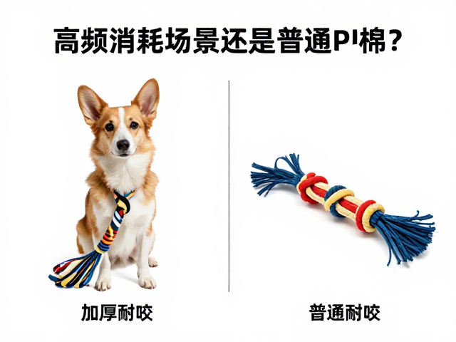 宠物绳结玩具选加厚耐咬还是普通PP棉?高频消耗场景实测对比