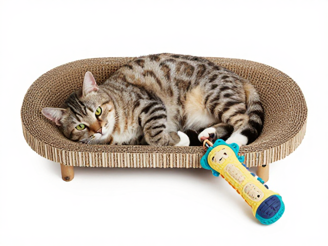 加厚耐咬橡胶玩具与仿生猫抓板窝，剑麻材质护爪更安心