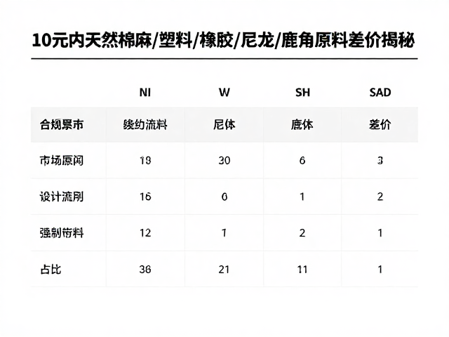 10元内天然棉麻/塑料/橡胶/尼龙/鹿角原料差价揭秘
