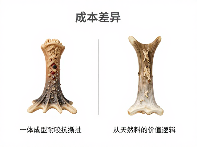 塑料橡胶尼龙天然鹿角差价大?一体成型耐咬抗撕扯宠物玩具怎么选