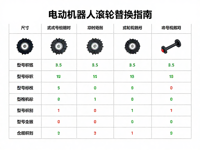 电动机器人滚轮替换指南,尺寸对照与型号识别全解析