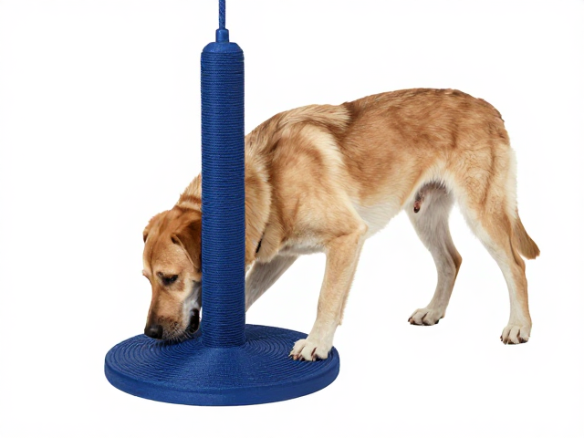 大型犬磨牙柱防滑底座配尼龙吊绳,稳固耐用防晃