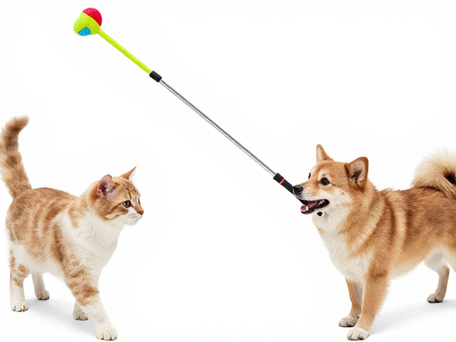 伸缩杆逗猫棒,中小型犬猫玩具推荐,鲜艳撞色更吸睛