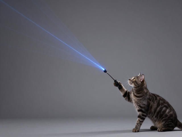 激光投射配合伸缩杆逗猫棒,逐步引导兴趣激发猫咪捕猎本能