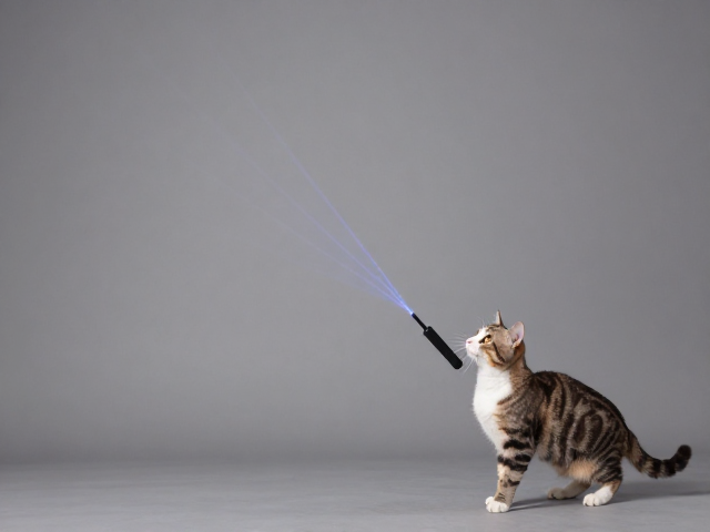 激光投射配合伸缩杆逗猫棒,逐步引导兴趣激发猫咪捕猎本能