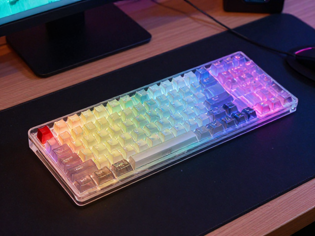 高透RGB PC键帽搭配高端办公桌面,极致光泽打造电竞美学