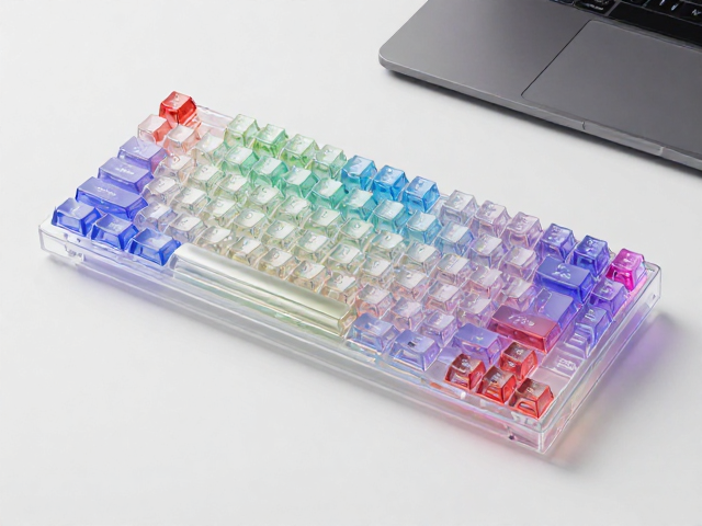 高透RGB PC键帽搭配高端办公桌面,极致光泽打造电竞美学