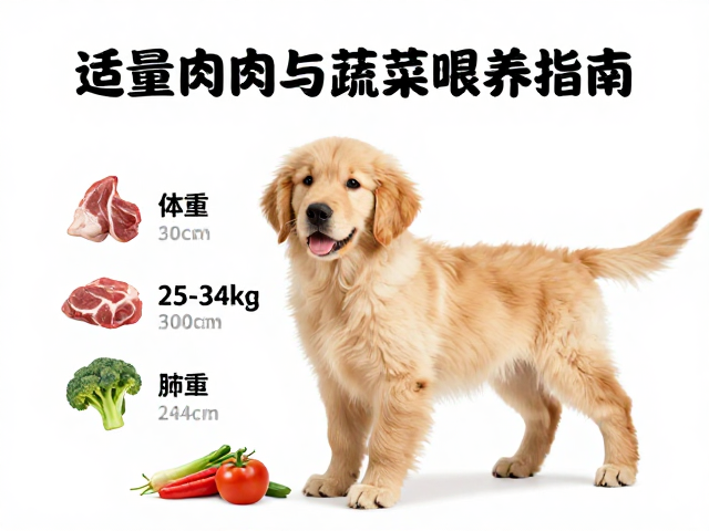 金毛犬产地科普，体重25-34kg幼犬适量肉类与蔬菜喂养指南