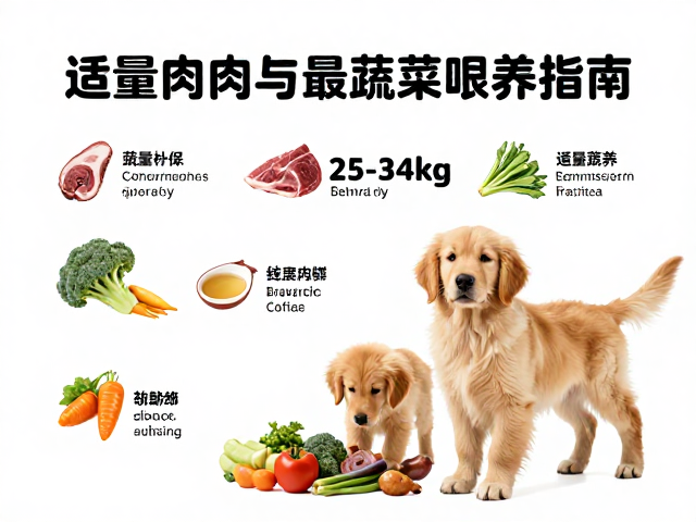 金毛犬产地科普，体重25-34kg幼犬适量肉类与蔬菜喂养指南