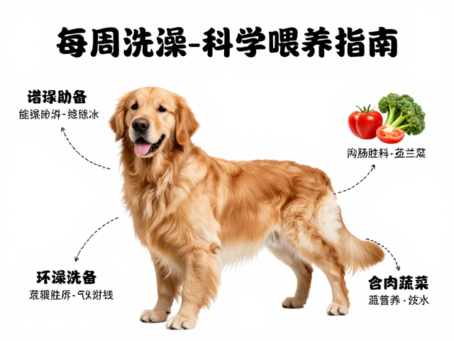 金毛犬产地科普，每周洗澡与适量肉类蔬菜的科学喂养指南