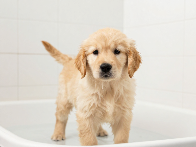 金毛幼犬洗澡水温多少?科学控温,骨骼营养,养出健康金毛