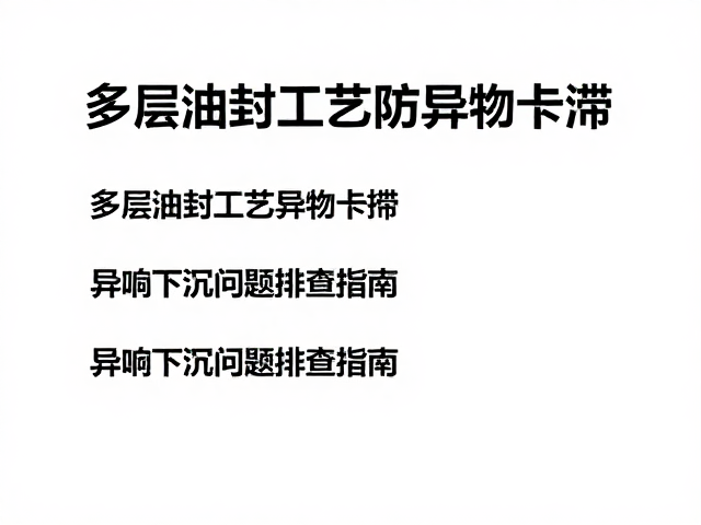 多层油封工艺防异物卡滞，异响下沉问题排查指南