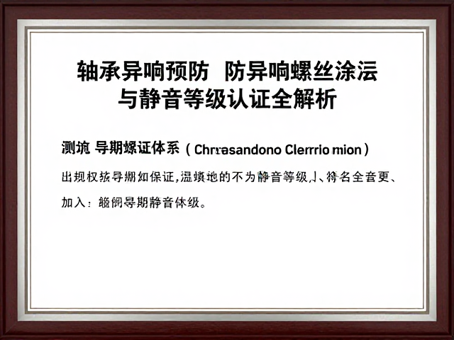 轴承异响预防,防异响螺丝涂层与静音等级认证全解析