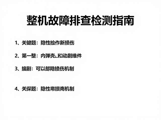 整机故障排查，避免剧烈撞击与防弹壳损伤检测指南