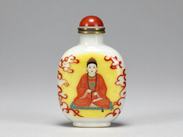 乾隆浓彩鼻烟壶,白色纯净黄红吉祥,体系外珍稀收藏指南