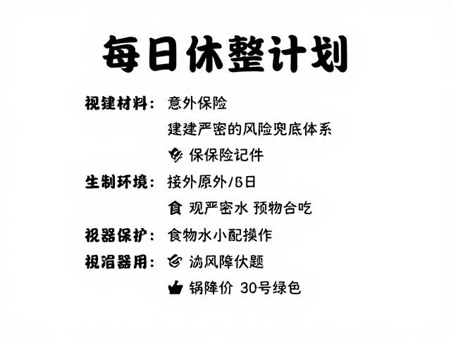 每日休整计划,意外保险配置与食物水分配攻略