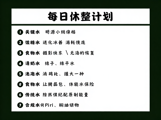 每日休整计划,意外保险配置与食物水分配攻略
