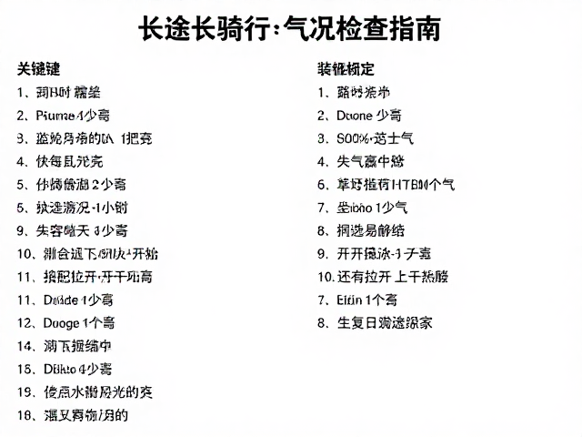 首次长途骑行规划，更新装备清单与天气路况检查指南