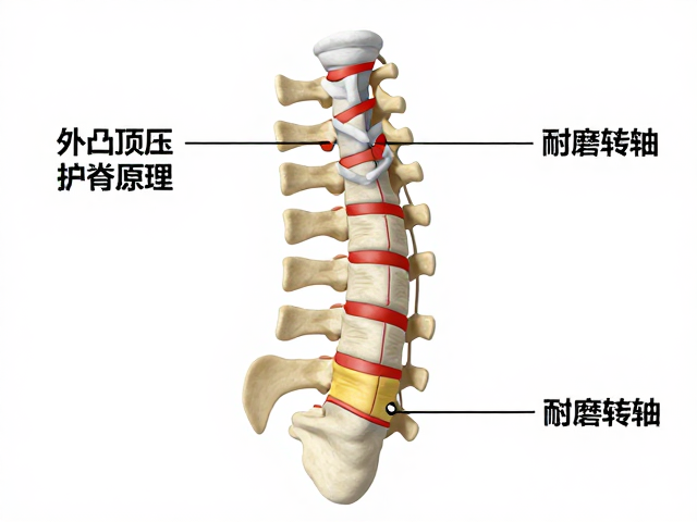 外凸顶压护脊原理与耐磨转轴，如何降低椎间盘压力？