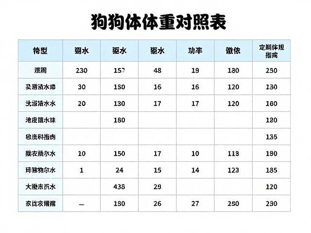 狗狗标准体重对照表,新鲜饮水与定期驱虫指南