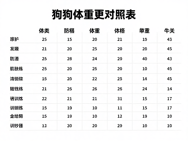 狗狗标准体重对照表，防潮护关节，易训练技巧