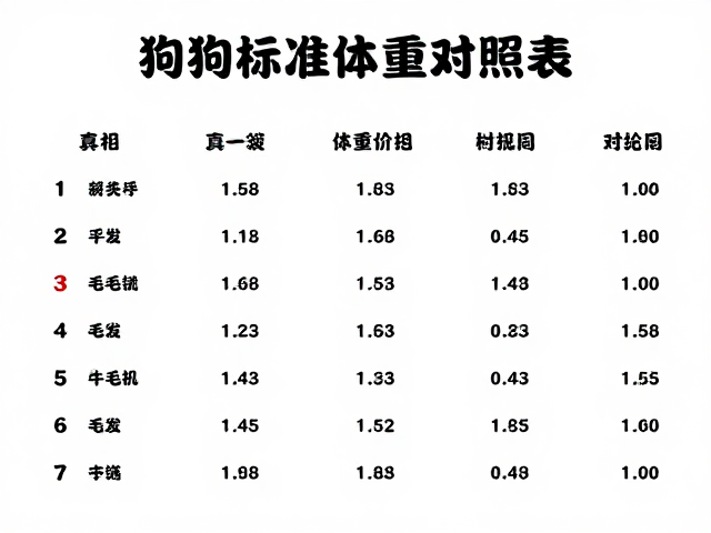 狗狗标准体重对照表,防滑地面养护与毛发梳理全指南
