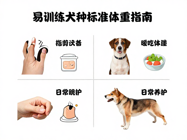 易训练犬种标准体重指南，含指甲修剪技巧与日常养护