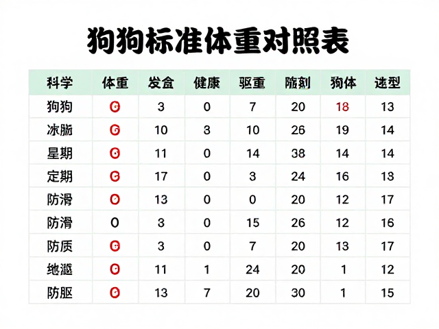 狗狗标准体重对照表,定期驱虫,防滑地面,科学养宠指南