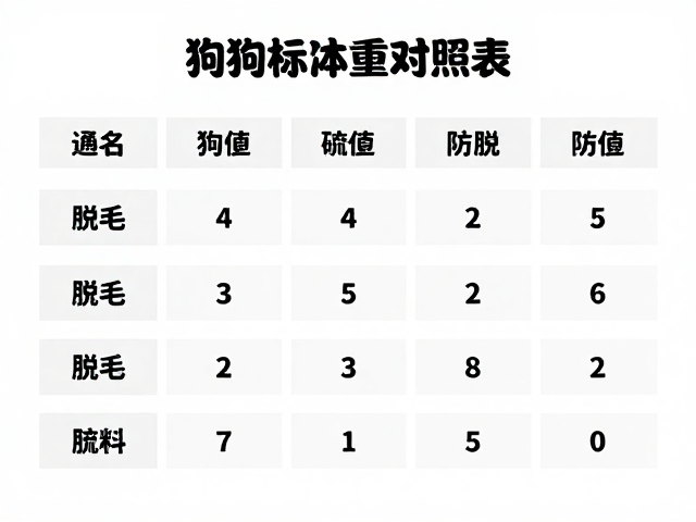 狗狗标准体重对照表，通风梳理防脱毛，健康养宠指南