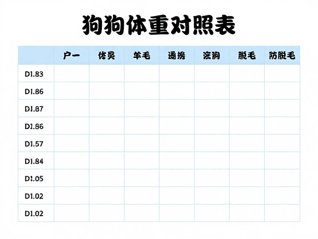 狗狗标准体重对照表，通风梳理防脱毛，健康养宠指南