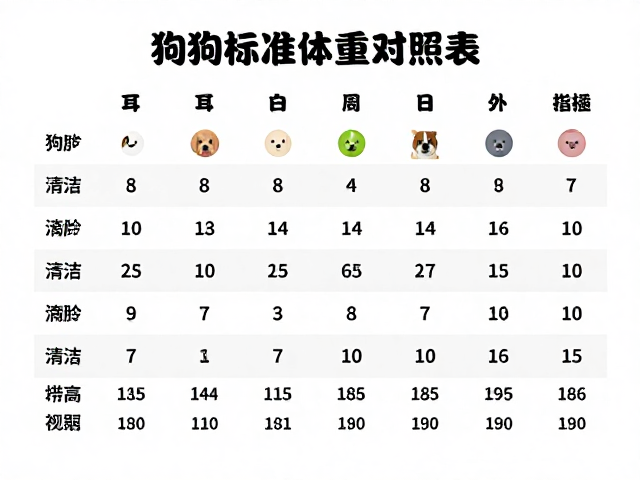 狗狗标准体重对照表,耳部清洁与易训练品种推荐指南