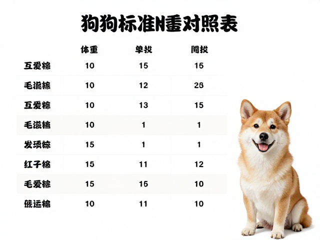 狗狗标准体重对照表,每日毛发梳理,高互动陪伴指南