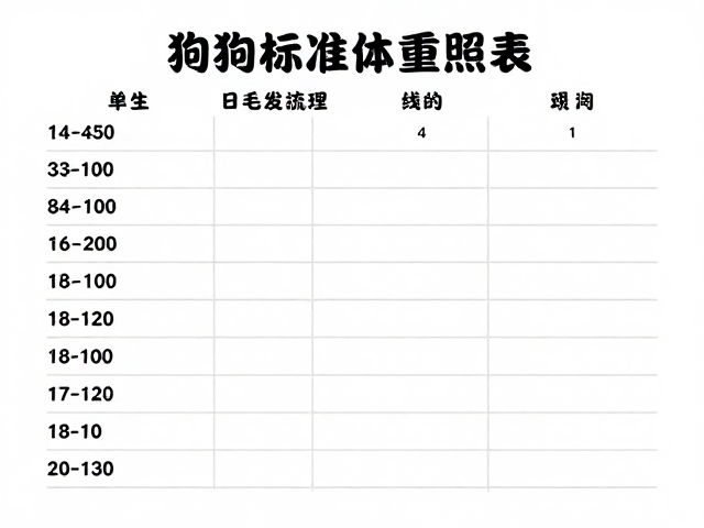狗狗标准体重对照表，每日毛发梳理，高互动陪伴指南